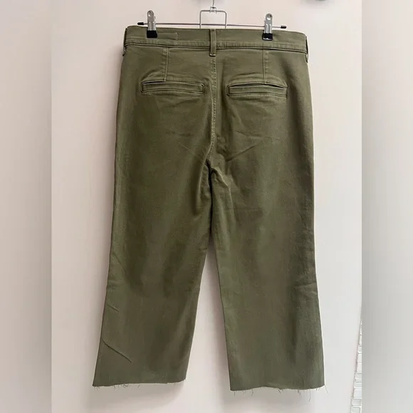 AYR Women’s Khaki Green Straight Wide Leg Cropped Cut Off Pants - Size 29S - Picture 8 of 10
